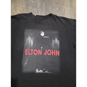 Vintage 1997 Elton John Poly gram Band Black Tee Shirt Size XL